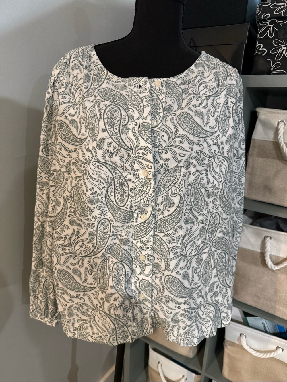 NWT Loft Paisley corduroy Button-Front size XL